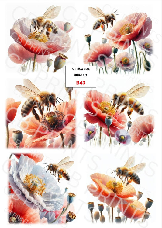 Bee Decoupage Print B43 | Mulberry Paper