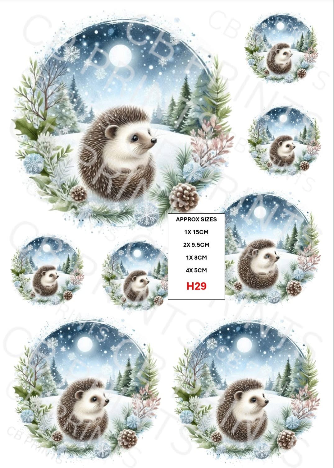 Hedgehog Decoupage Print H29 | Mulberry Paper