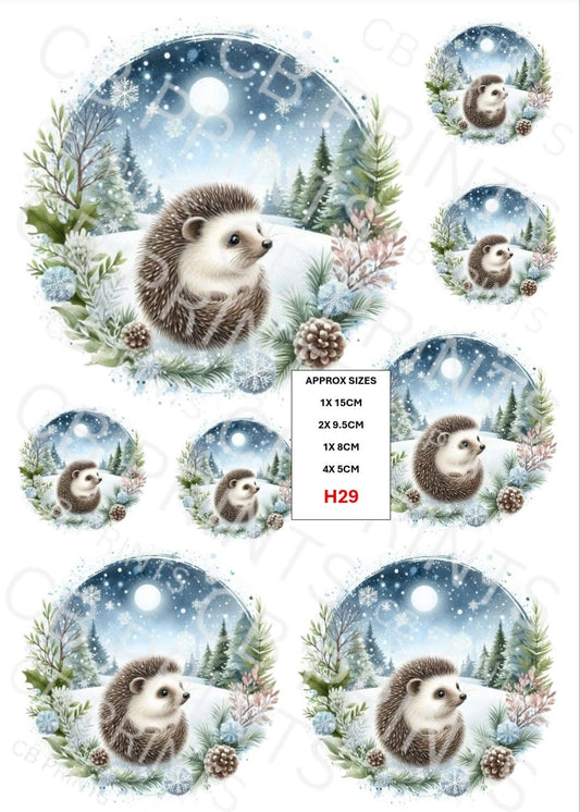 Hedgehog Decoupage Print H29 | Mulberry Paper