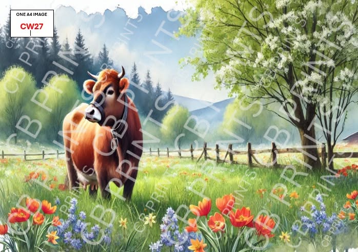 Cow Decoupage Paper Print CW27 | Mulberry Paper