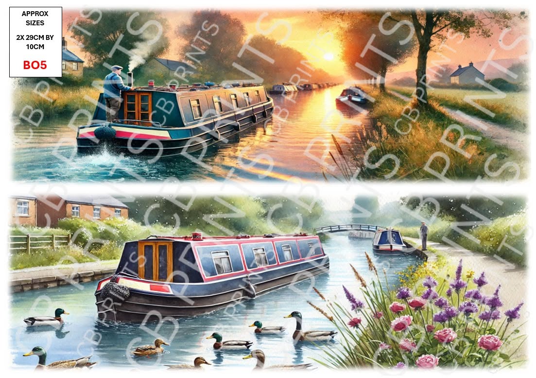 Canal Boat Decoupage Paper Print BO5 | Mulberry Paper
