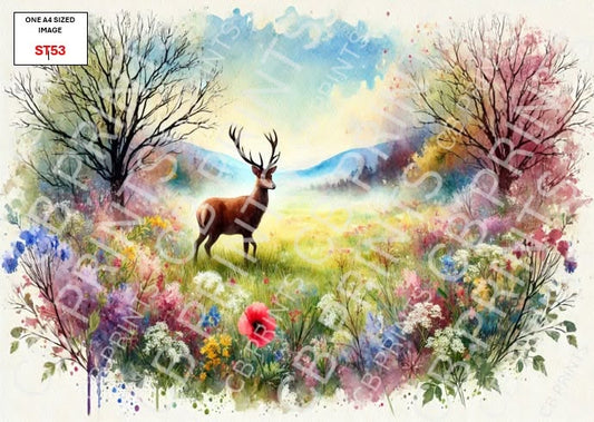 Stag Decoupage Print ST53 | Mulberry Paper