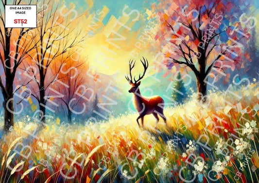 Stag Decoupage Print ST52 | Mulberry Paper