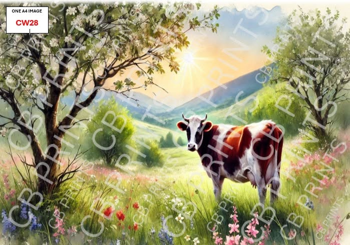 Cow Decoupage Paper Print CW28 | Mulberry Paper