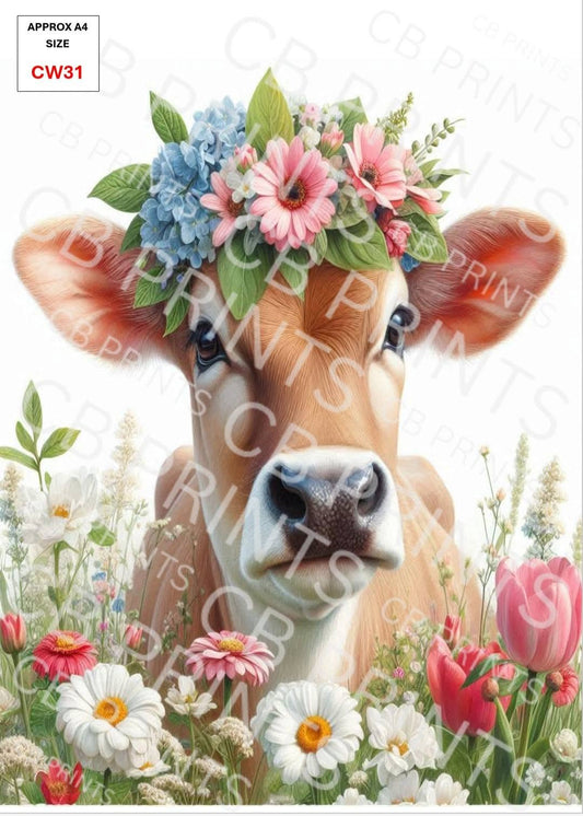 Cow Decoupage Paper Print CW31 | Mulberry Paper