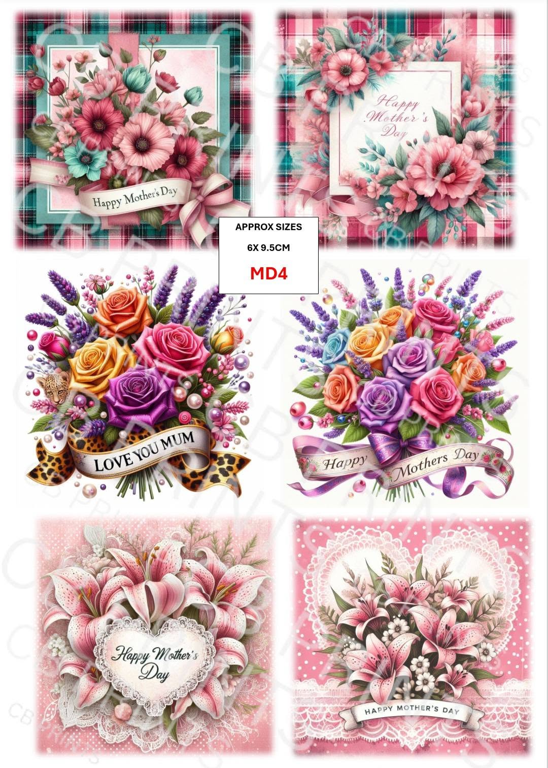 Mother's Day Decoupage Print MD4 | Mulberry Paper