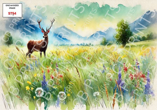 Stag Decoupage Print ST54 | Mulberry Paper