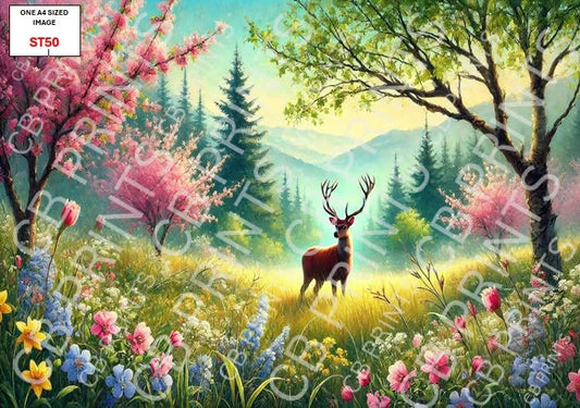 Stag Decoupage Print ST50 | Mulberry Paper