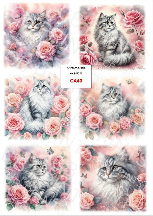Cat Decoupage Paper CA40 – Mulberry Paper Print