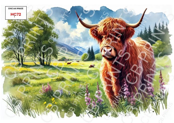 Highland Cow Decoupage Print HC72 | Mulberry Paper