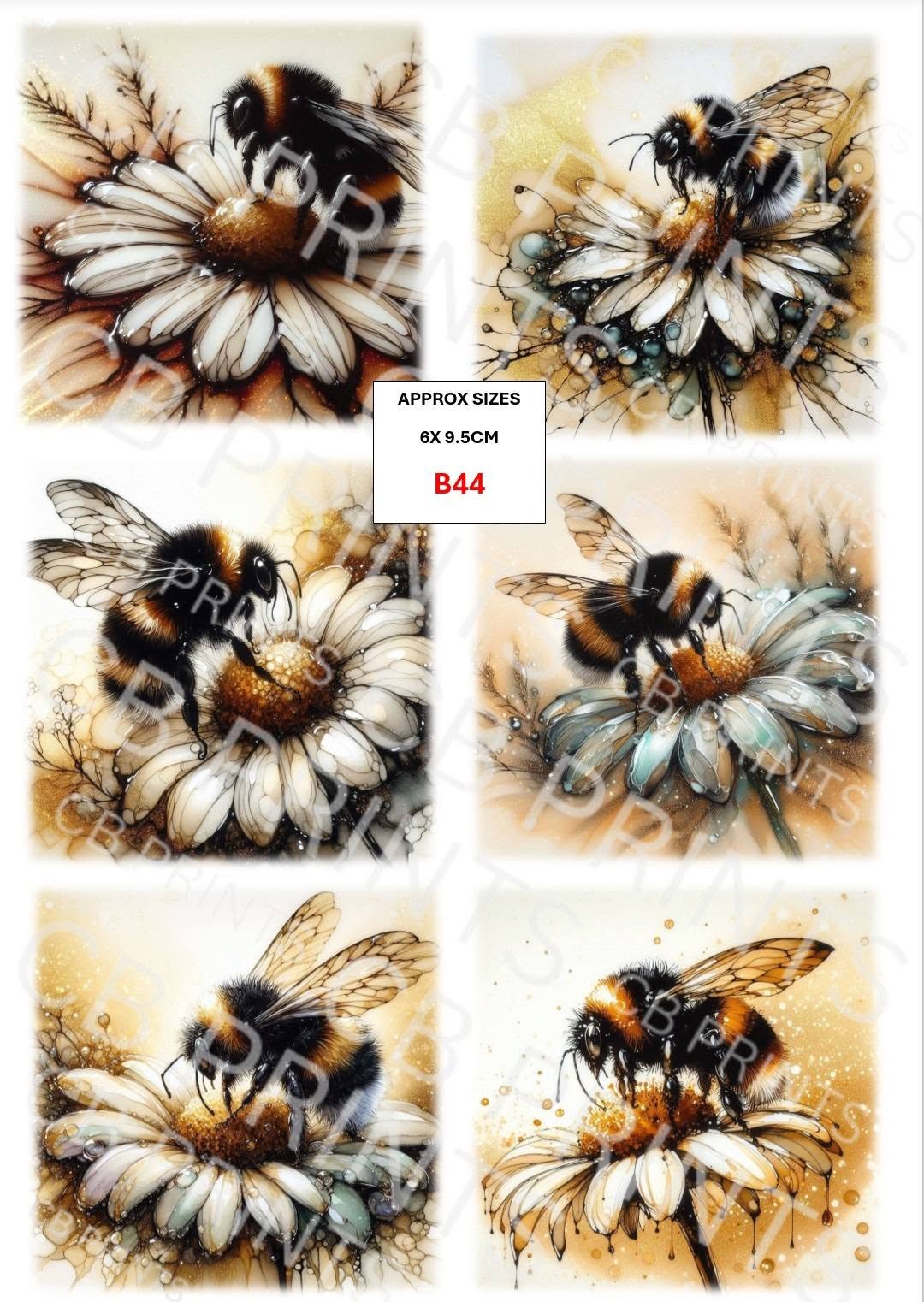 Bee Decoupage Print B44 | Mulberry Paper