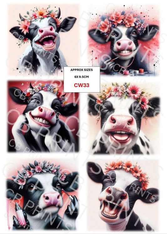 Cow Decoupage Paper Print CW33 | Mulberry Paper
