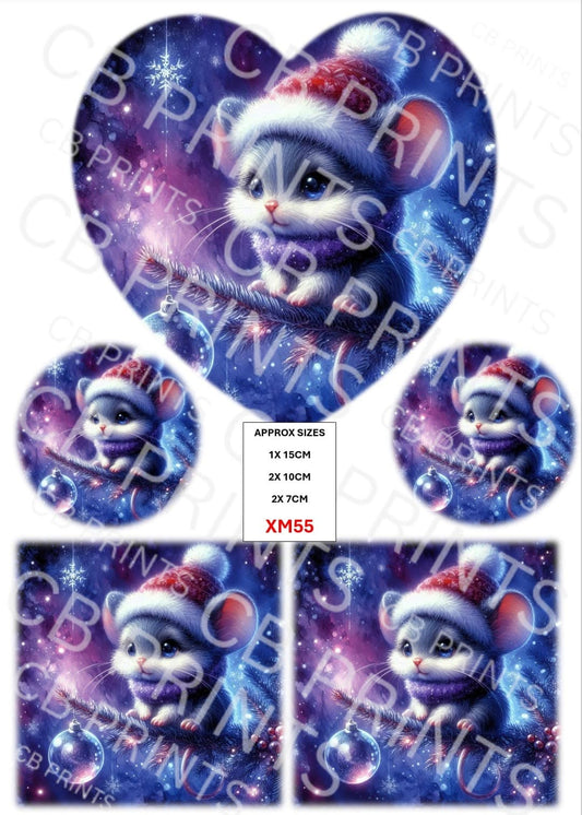 Christmas Mouse Decoupage Paper XM55 – Mulberry Paper Print