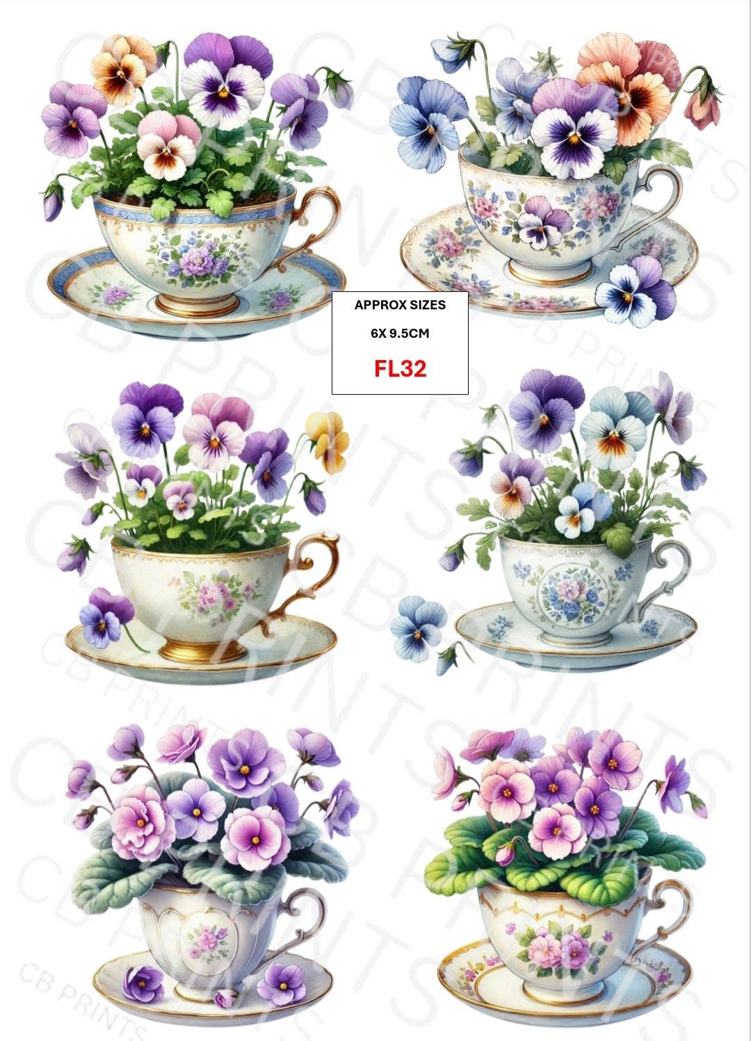 Floral Decoupage Print FL32 | Mulberry Paper