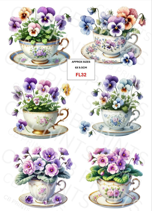 Floral Decoupage Print FL32 | Mulberry Paper