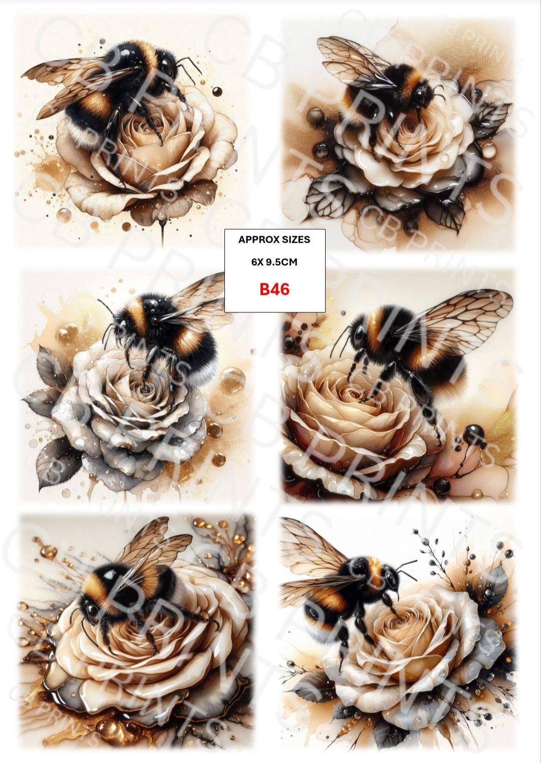 Bee Decoupage Print B46 | Mulberry Paper