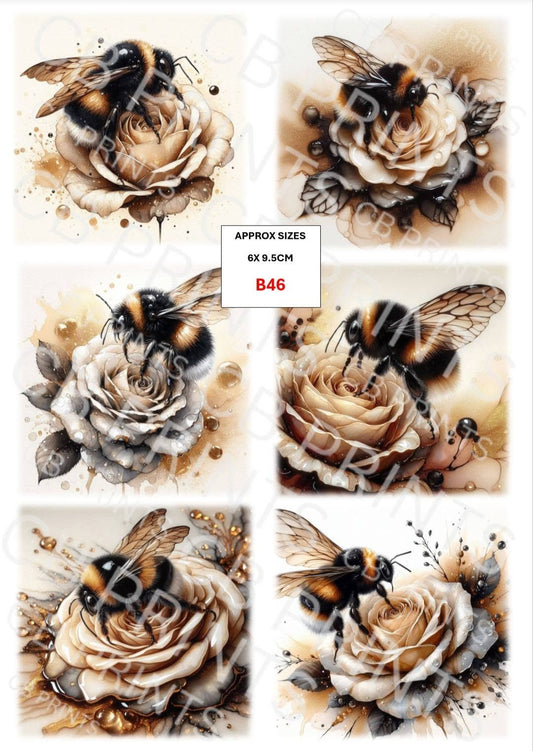 Bee Decoupage Print B46 | Mulberry Paper