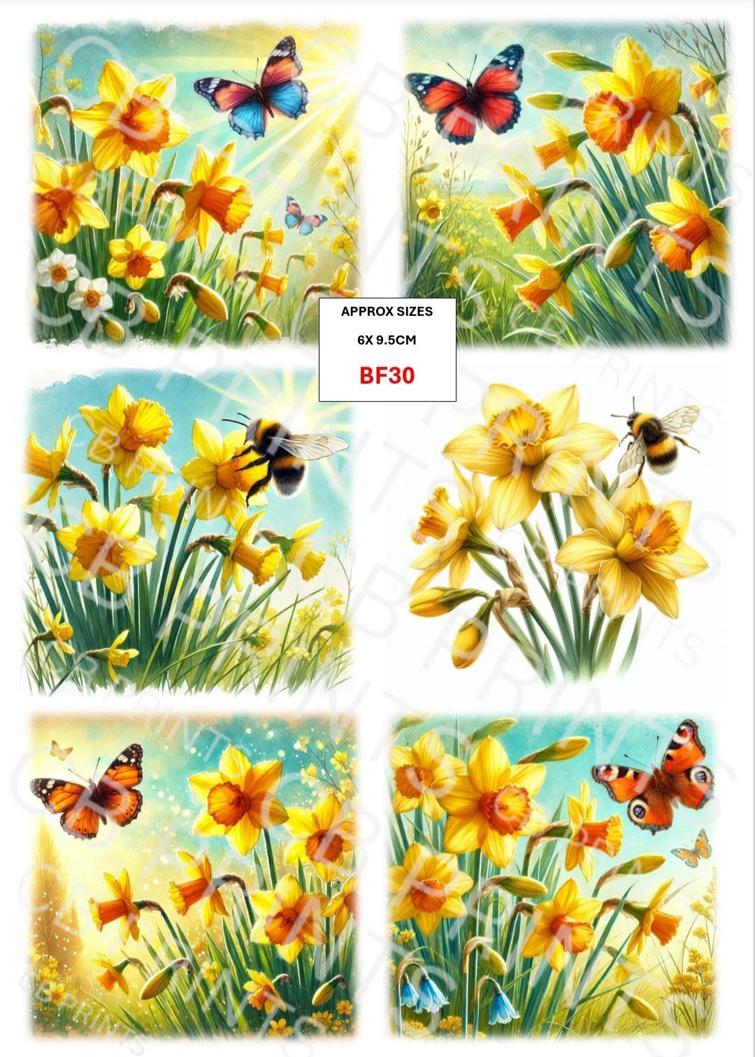 Mixed Bee and Butterfly Decoupage Print BF30 | Mulberry Paper