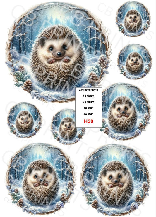 Hedgehog Decoupage Print H30 | Mulberry Paper