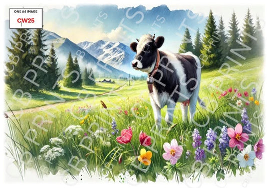 Cow Decoupage Paper Print CW25 | Mulberry Paper