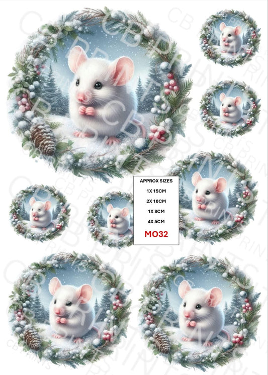 Christmas Mouse Decoupage Paper MO32 – Mulberry Paper Print