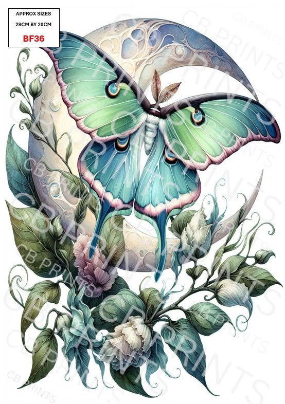 Luna Moth Decoupage Paper Print BF36 – Mulberry Paper