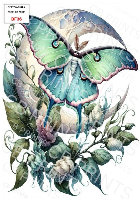 Luna Moth Decoupage Paper Print BF36 – Mulberry Paper