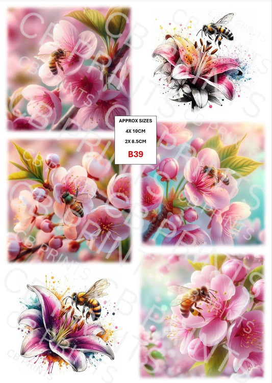 Bee Decoupage Print B39 | Mulberry Paper