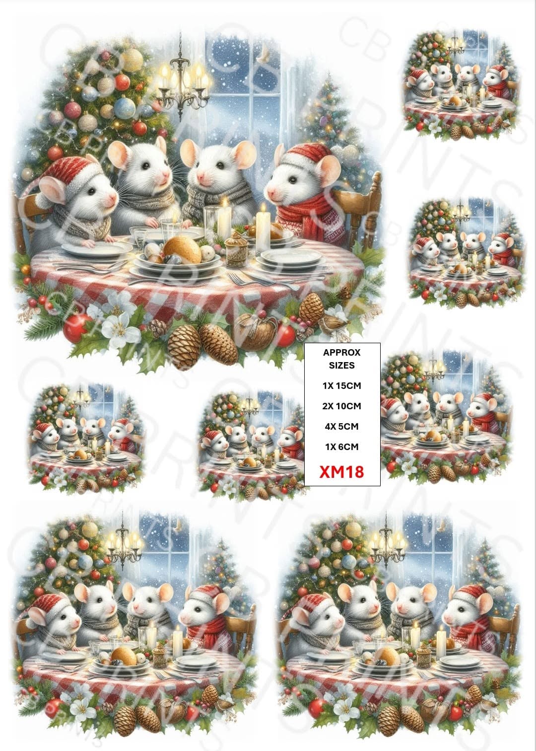 Christmas Mouse Decoupage Paper XM18 – Mulberry Paper Print
