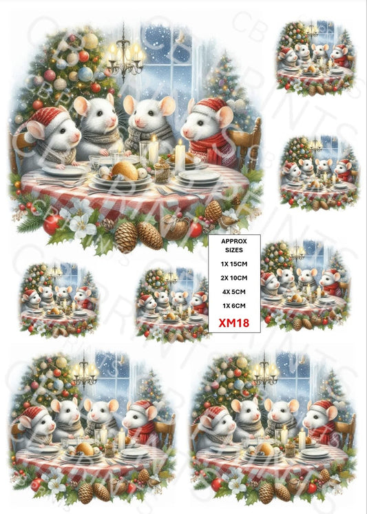 Christmas Mouse Decoupage Paper XM18 – Mulberry Paper Print