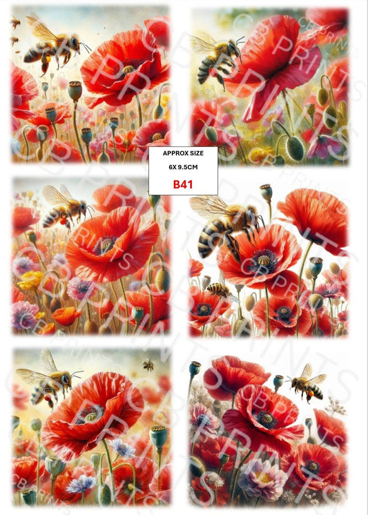 Bee Decoupage Print B41 | Mulberry Paper