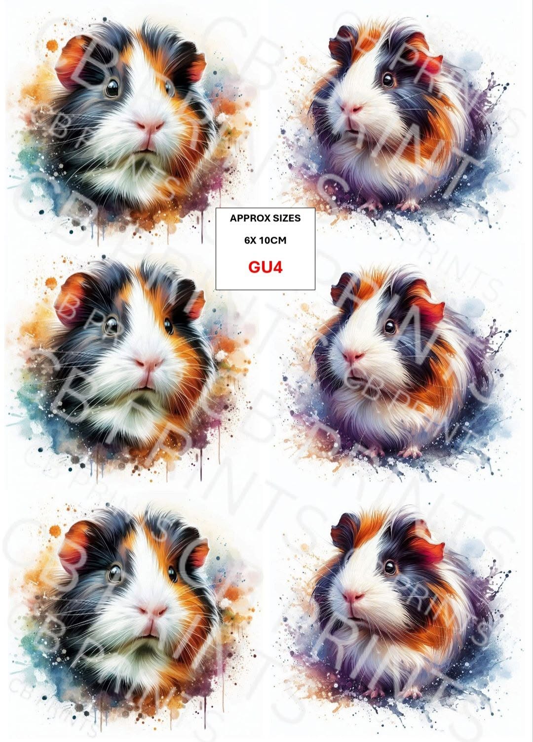 Guinea Pig Decoupage Paper Print GU4 | Mulberry Paper | CB Paper Prints
