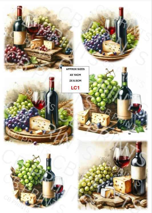 Wine and Cheese Decoupage Paper LC1 – Mulberry Paper Print