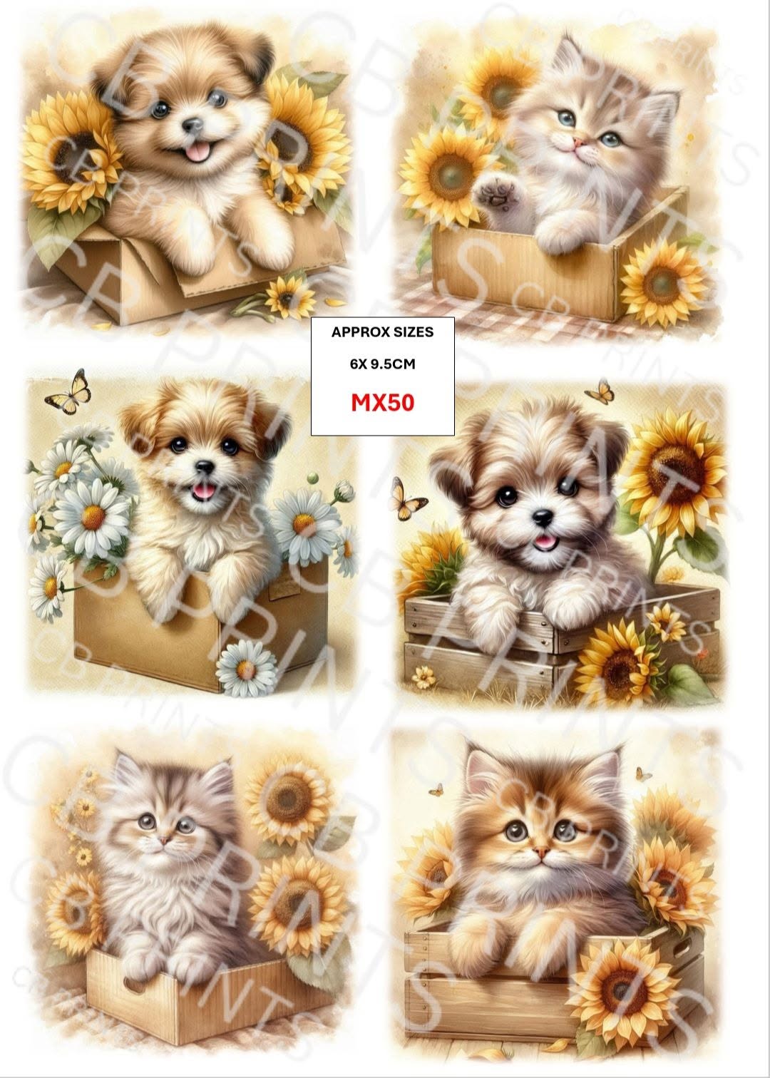 Mixed dog and cat Decoupage Print MX50 | Mulberry Paper