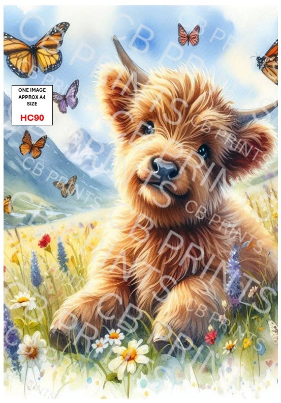 Highland Cow Decoupage Print HC90 | Mulberry Paper