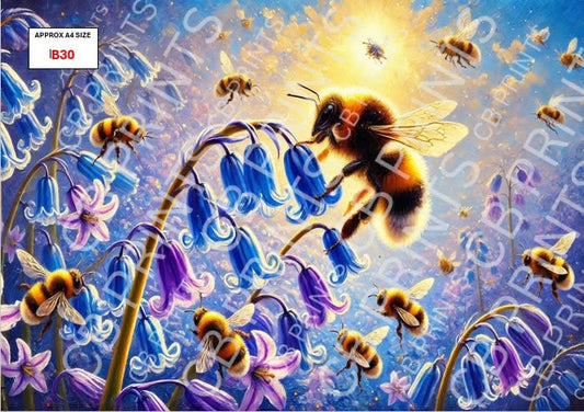 Bee Decoupage Print B30 | Mulberry Paper