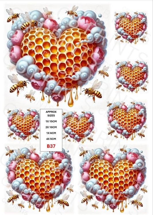 Bee Decoupage Print B37 | Mulberry Paper