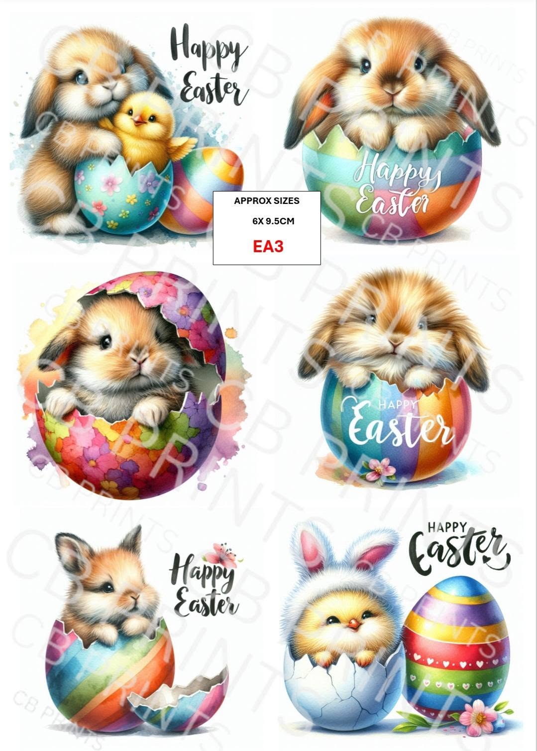 Easter rabbit and chick Decoupage Paper EA3 – Mulberry Paper Print
