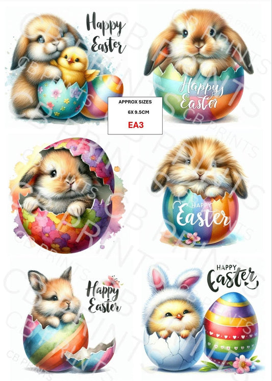 Easter rabbit and chick Decoupage Paper EA3 – Mulberry Paper Print