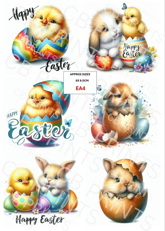 Easter rabbit and chick Decoupage Paper EA4 – Mulberry Paper Print