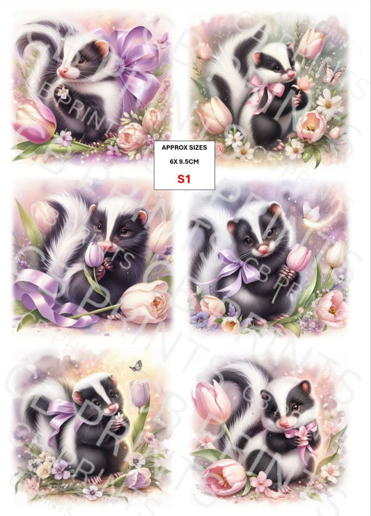 Skunk Decoupage Print S1 | Mulberry Paper
