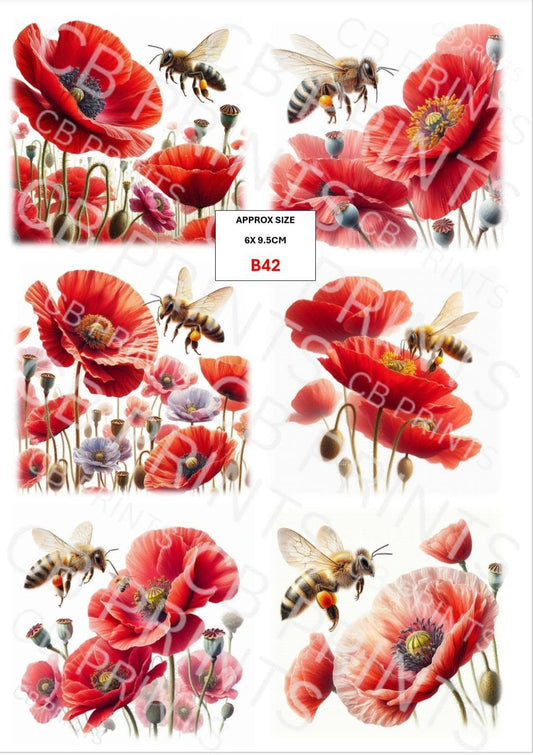 Bee Decoupage Print B42 | Mulberry Paper