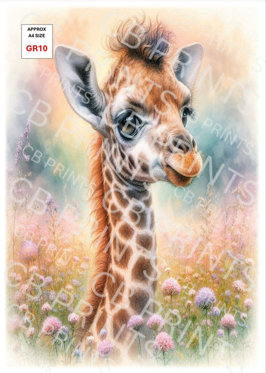 Giraffe Decoupage Print GR10 | Mulberry Paper