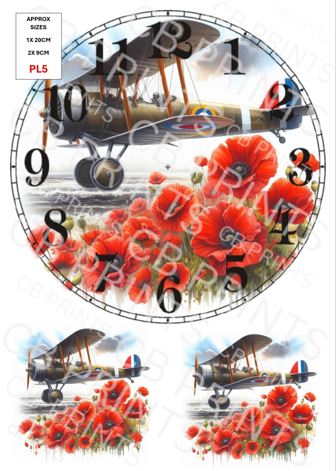 Remembrance Plane Decoupage Paper Print PL5 – Mulberry Paper