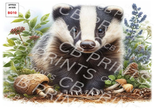 Badger Decoupage Print BG10 | Mulberry Paper