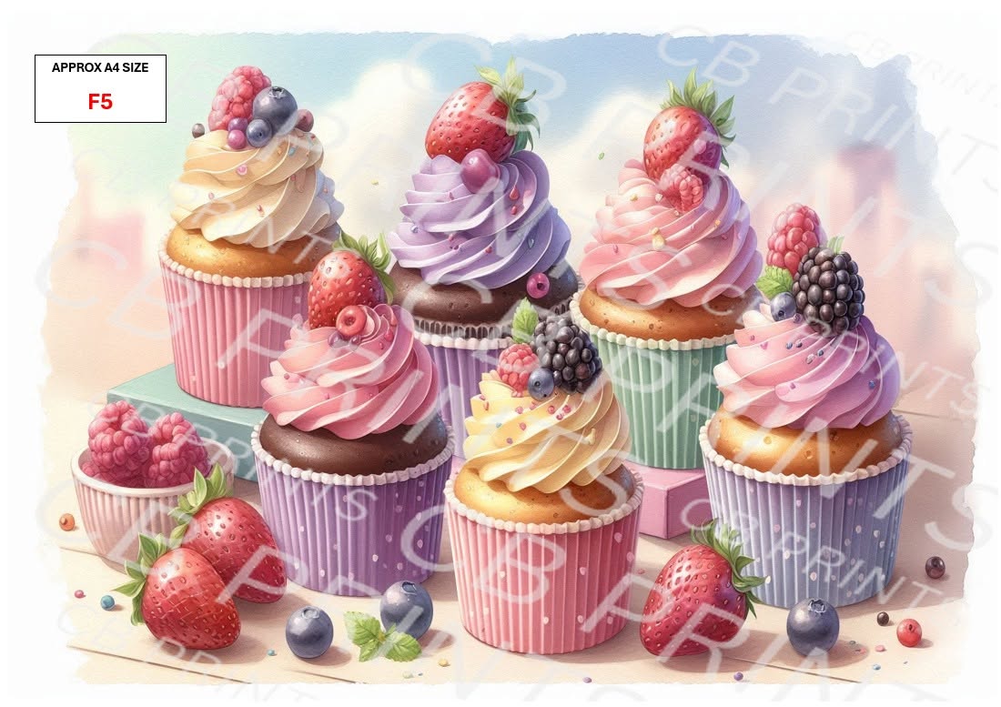 Cupcake Decoupage Paper F5 – Mulberry Paper Print