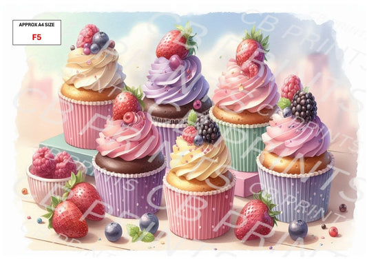 Cupcake Decoupage Paper F5 – Mulberry Paper Print