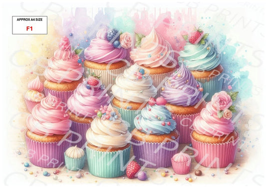 Cupcake Decoupage Paper F1 – Mulberry Paper Print