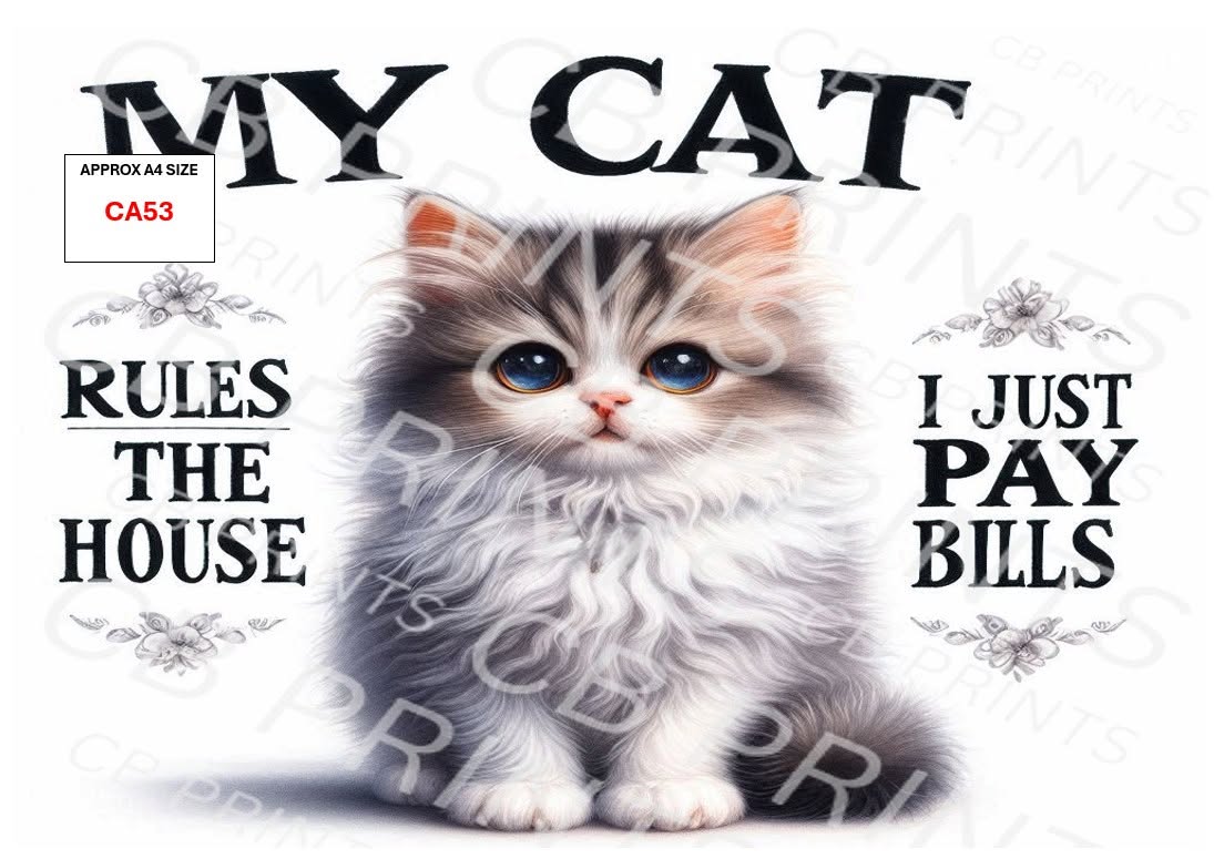 Funny Cat Decoupage Paper CA53 – Mulberry Paper Print