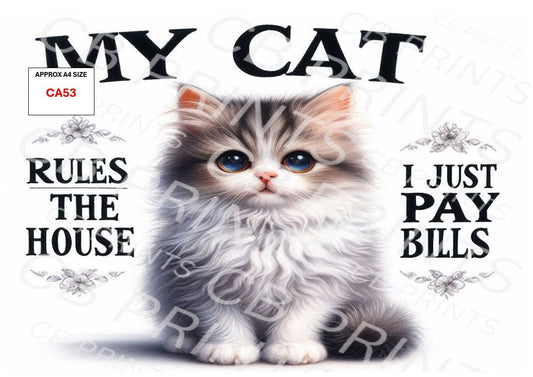 Funny Cat Decoupage Paper CA53 – Mulberry Paper Print